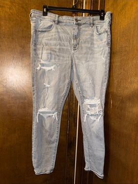 American Age Women's Light Gray Ripped Skinny Jeans